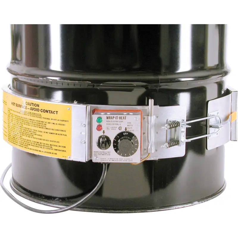 Thermostat Control Heaters, Steel Drums, 55 Us Gal (45 Imp. Gal.), 60°F - 250°F, 120 V 1