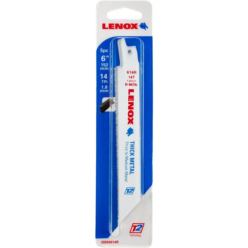 Thick Metal Reciprocating Saw Blade, Bi-Metal, 14 Tpi, 6" L X 3/4" W 1