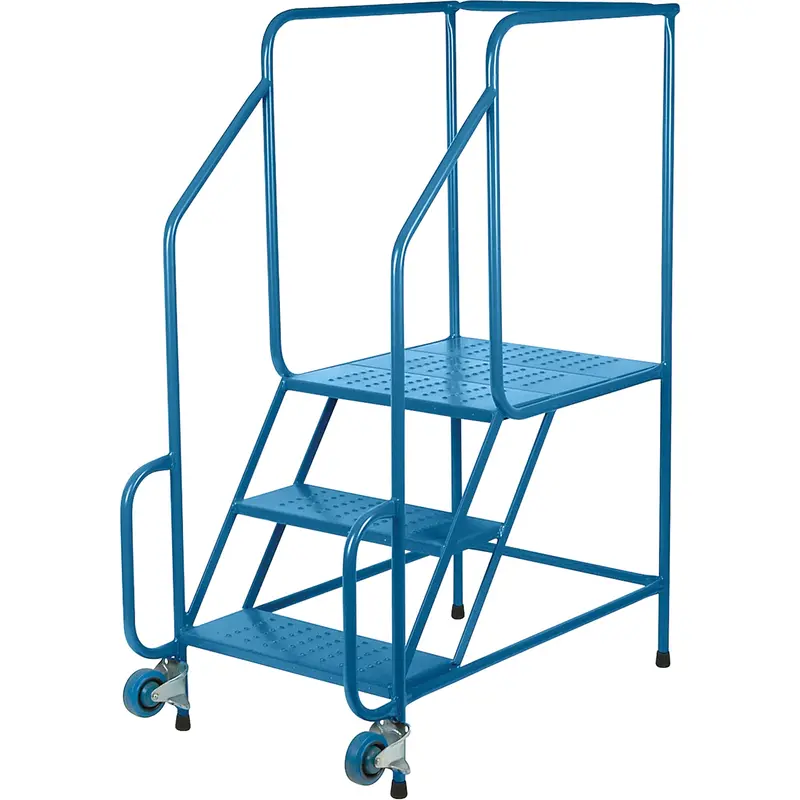 Tilt-N-Roll Ladders, Steel, 3 Steps, 22" Wide, 24" D X 27" H Top Step 1