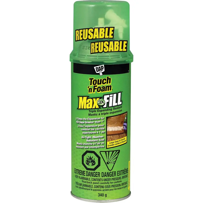 Touch 'N Foam® Max Fill™ Triple Expanding Sealant, 340 G, Aerosol Can, Cream 1