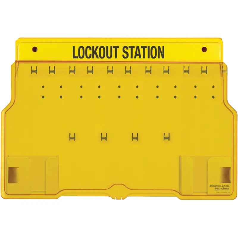 Trilingual Covered Lock Station, None Padlocks, 10 Padlock Capacity, Padlocks Not Included 1