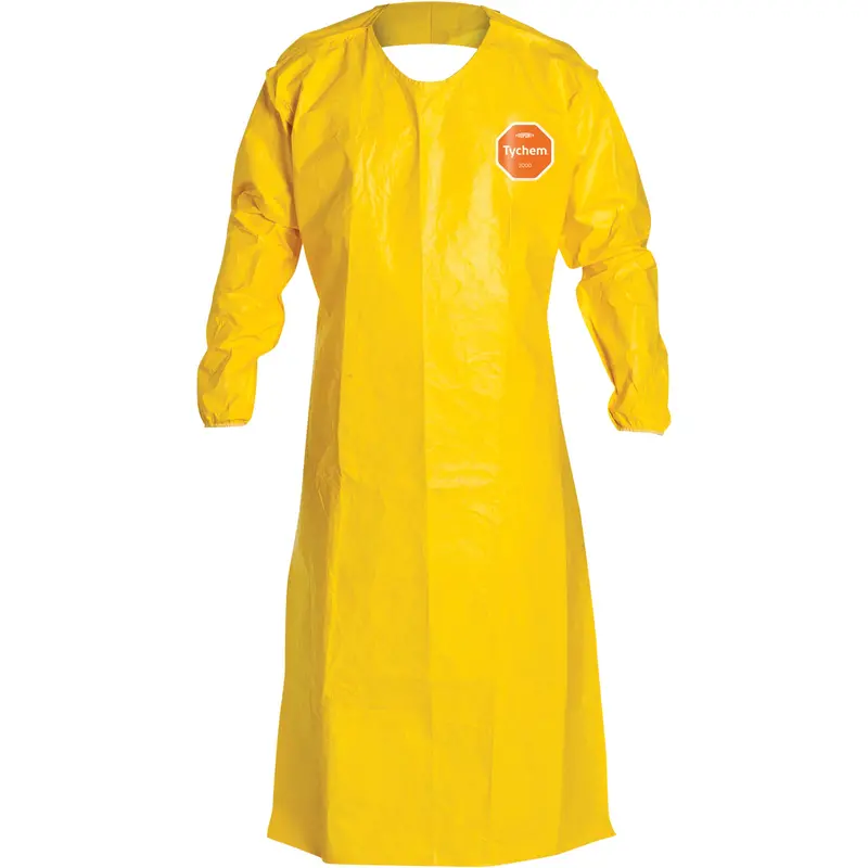 Tychem® 2000 Extra-Long Long-Sleeved Apron, Polyethylene, 52" L X 28.5" W, Yellow 1