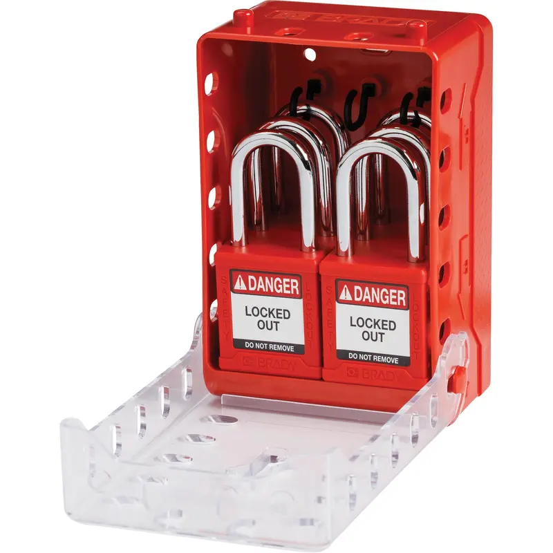 Ultra Compact Group Lockout Box With Nylon Safety Lockout Padlocks, Red 1