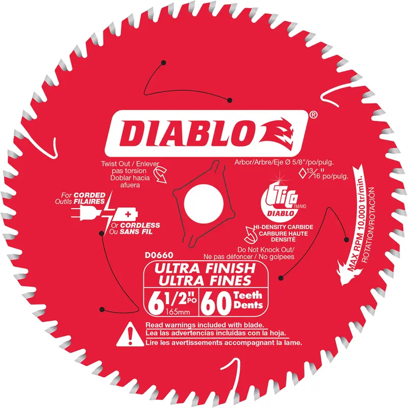 Ultra Finish Circular Saw Blade, 6-1/2", 60 Teeth, Laminate/Wood Use 1