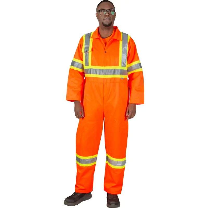 Unlined Safety Coveralls, 2X-Large, High Visibility Orange 1