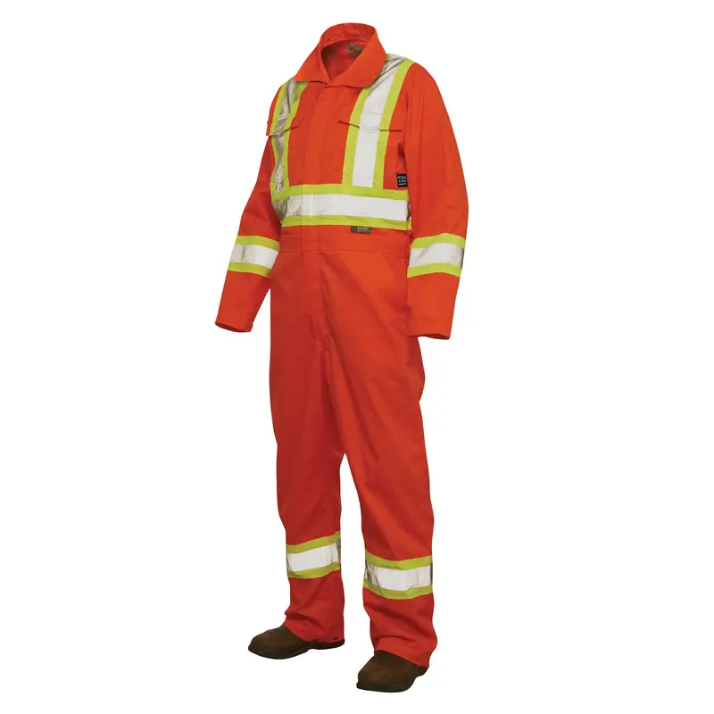Unlined Safety Coveralls, X-Large, High Visibility Orange 1