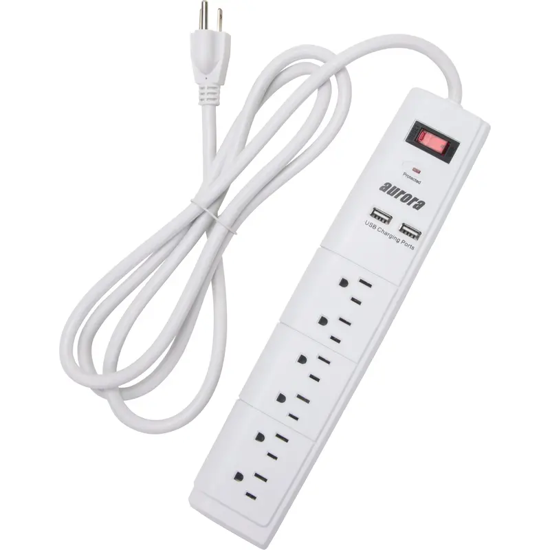 Usb Charging Surge Protector, 6 Outlets, 1200 J, 1875 W, 6' Cord 1