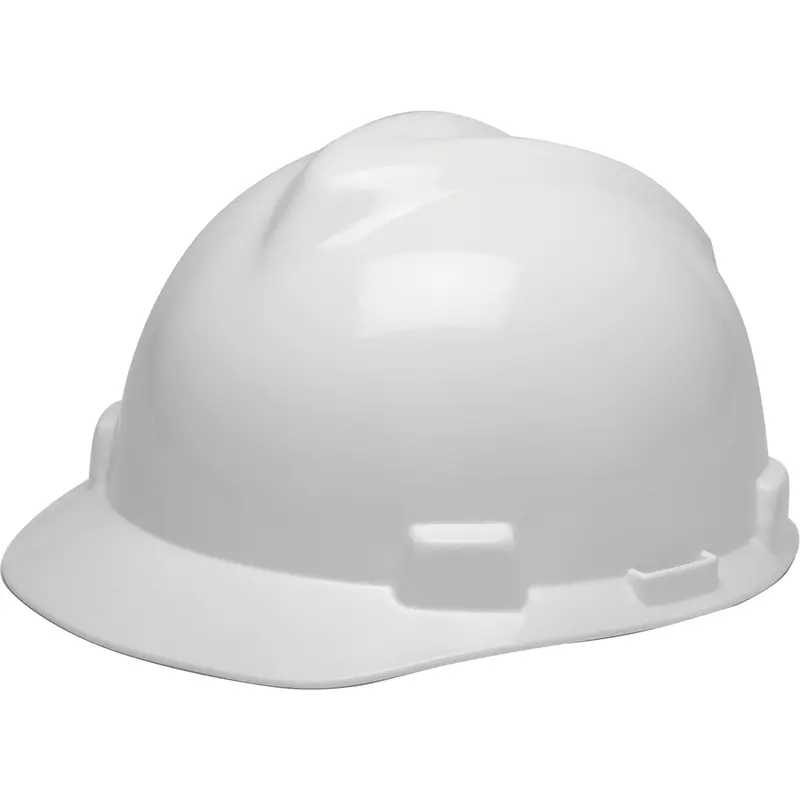V-Gard® Green Slotted Hard Hat, Ratchet Suspension, White 1