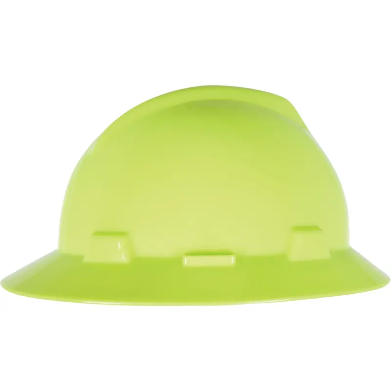 V-Gard® Slotted Full-Brim Hardhat, Quick-Slide Suspension, High Visibility Yellow 1