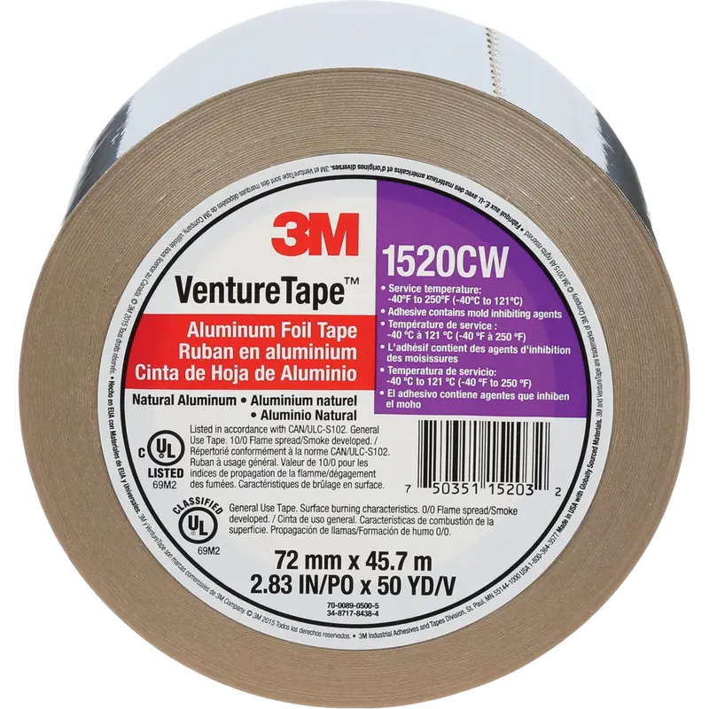 Venture Tape™ Aluminum Foil Tape, 1.8 Mils Thick, 72 Mm (3") X 45.7 M (150') 1