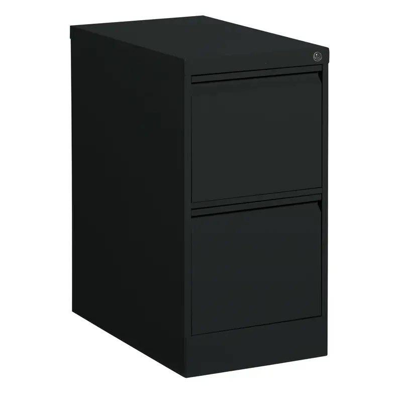 Vertical Filing Cabinet, Steel, 2 Drawers, 15-1/7" W X 25" D X 29" H, Black 1