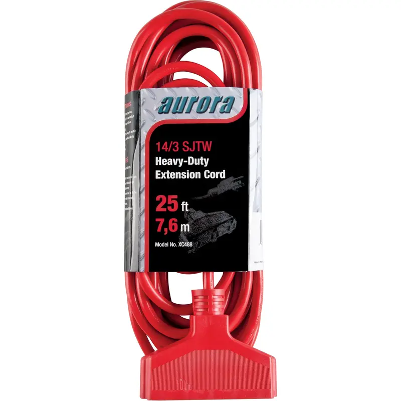 Vinyl Extension Cord, Outdoor, Sjtw, 14/3 Awg, 15 A, 3 Outlet(S), 25' 1