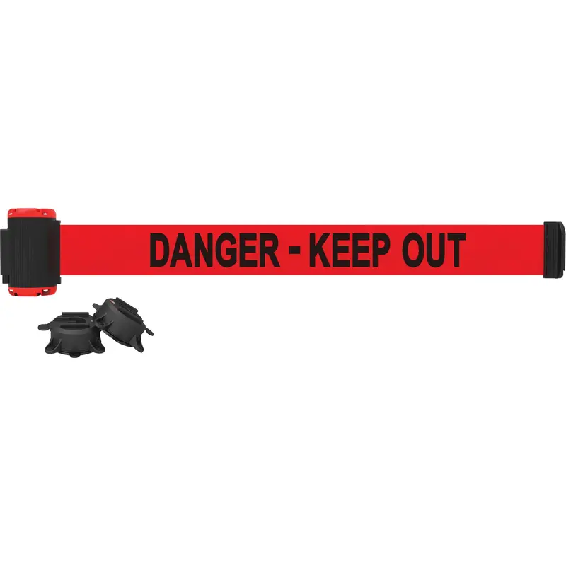 Wall Mount Barrier, Plastic, Magnetic Mount, 7', Red Tape 1