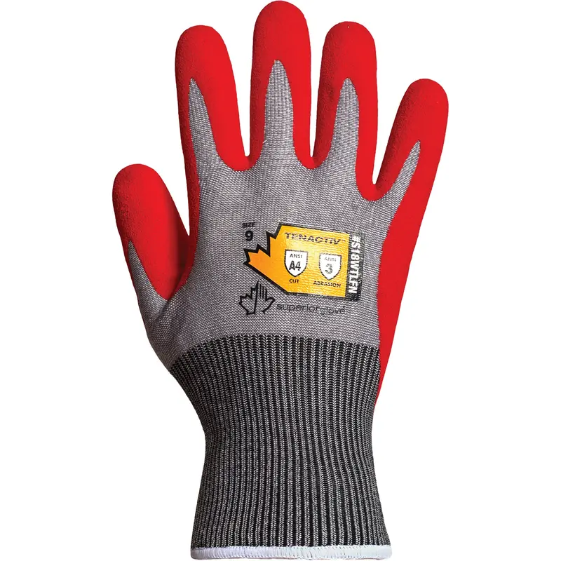 Waterproof Cut-Resistant Gloves, Size 9, 18 Gauge, Foam Nitrile Coated, Tenactiv™ Shell, Astm Ansi Level A4 1