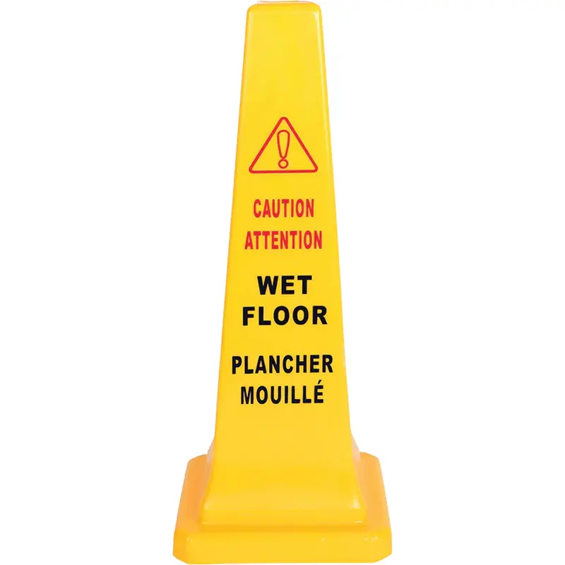 Wet Floor Safety Cone, Bilingual With Pictogram 1