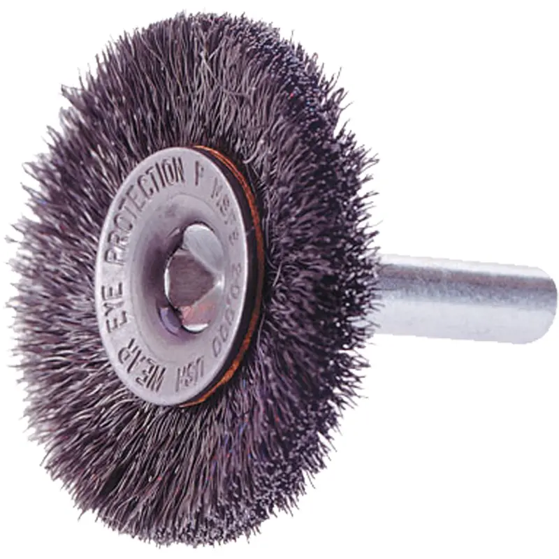 Wheel Brush Crimped 1-1/2" 1/4" Shank .006, 1-1/2" Dia., 0.006" Fill 1