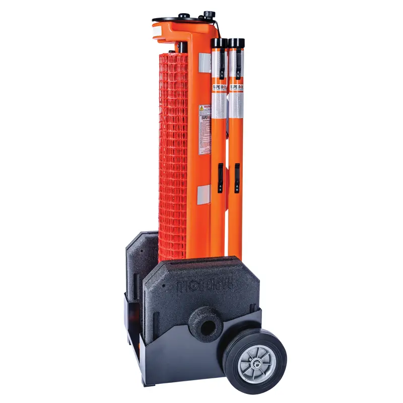 Wheeled Barrier, 50' L, Plastic, Orange 1