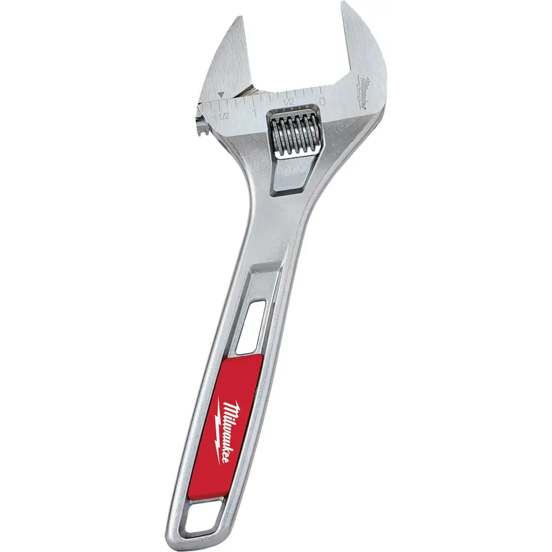 Wide Jaw Adjustable Wrench, 8" L, Chrome 1