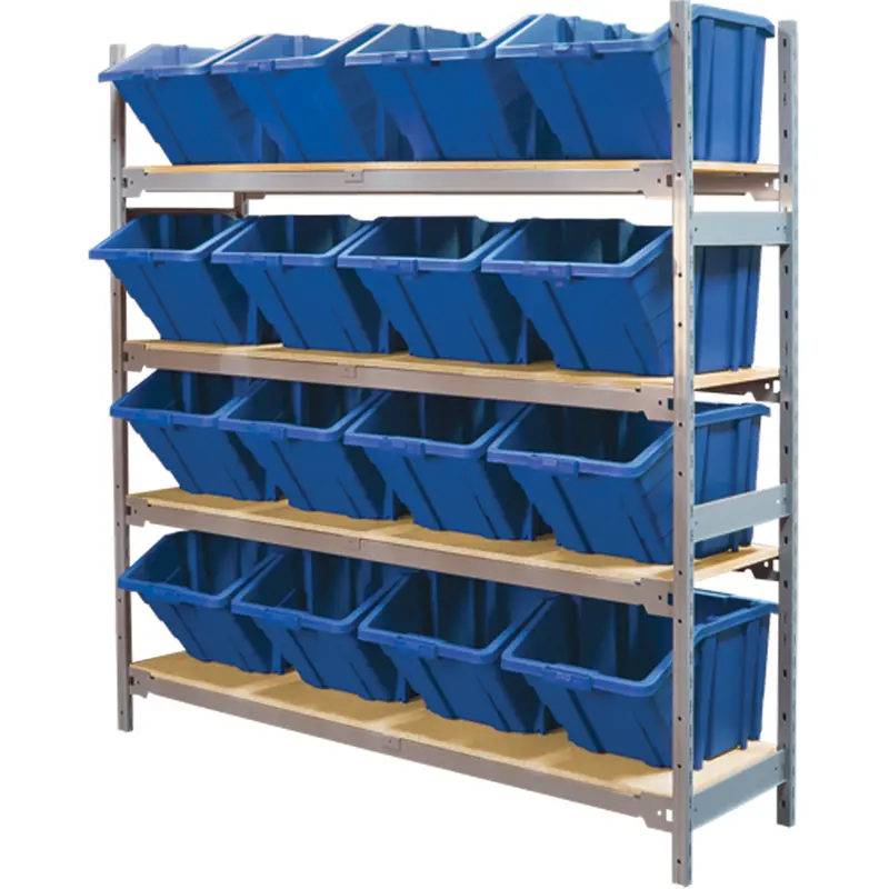 Wide Span Shelving With Jumbo Plastic Bins 1