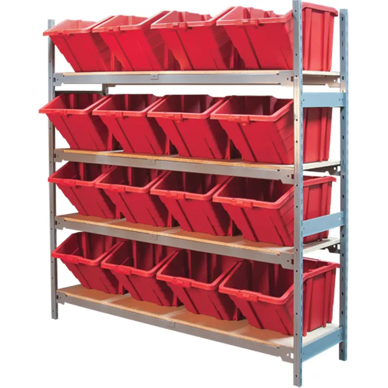 Wide Span Shelving With Jumbo Plastic Bins 1