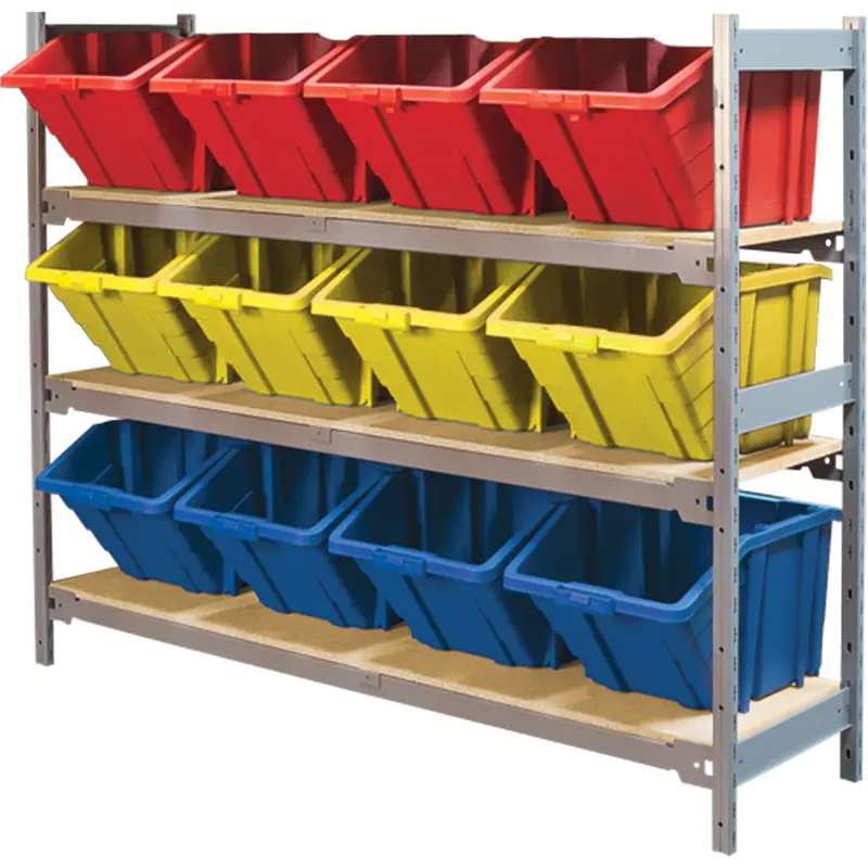 Wide Span Shelving With Jumbo Plastic Bins 1