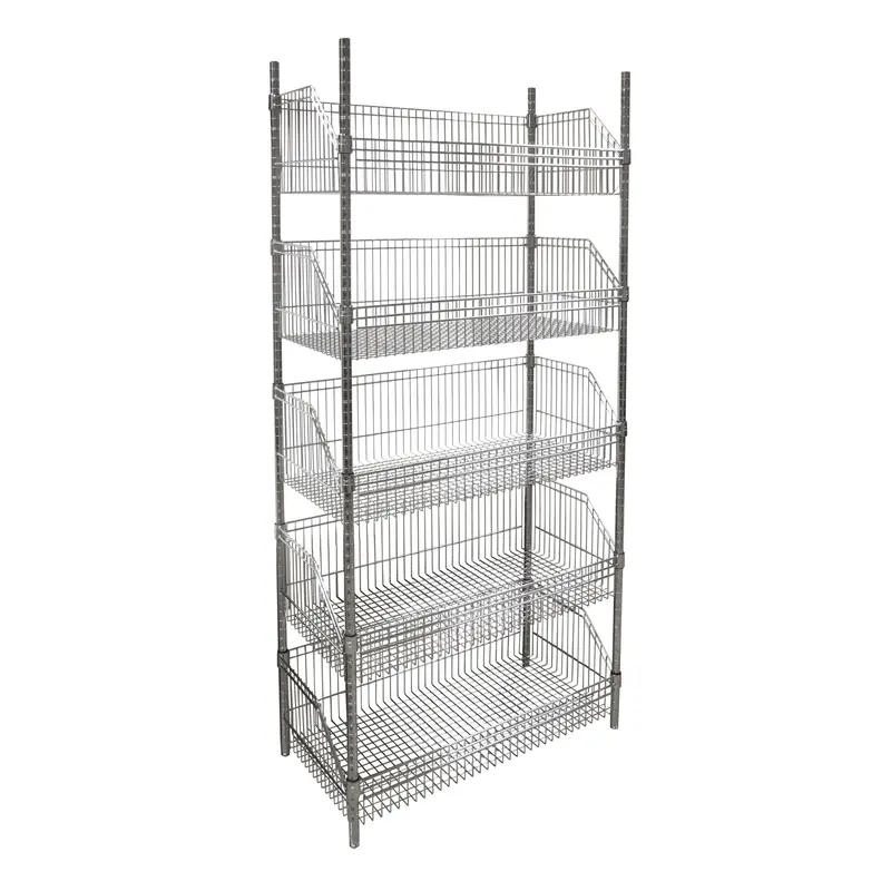 Wire Basket Shelving Unit, 5 Tiers, 48" W X 74" H X 18" D 1