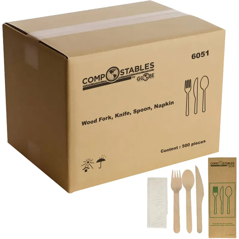 Wood Cutlery Set In Paper Bag 1