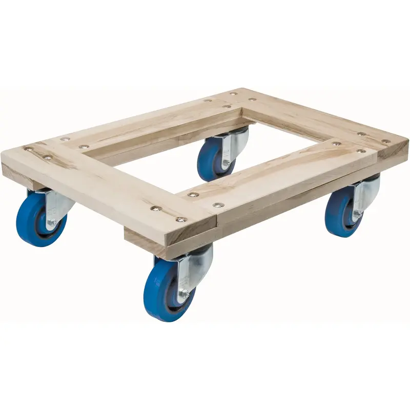 Wood Dollies - Heavy-Duty, Rubber Wheels, 1400 Lbs. Capacity, 18" W X 30" D X 7" H 1
