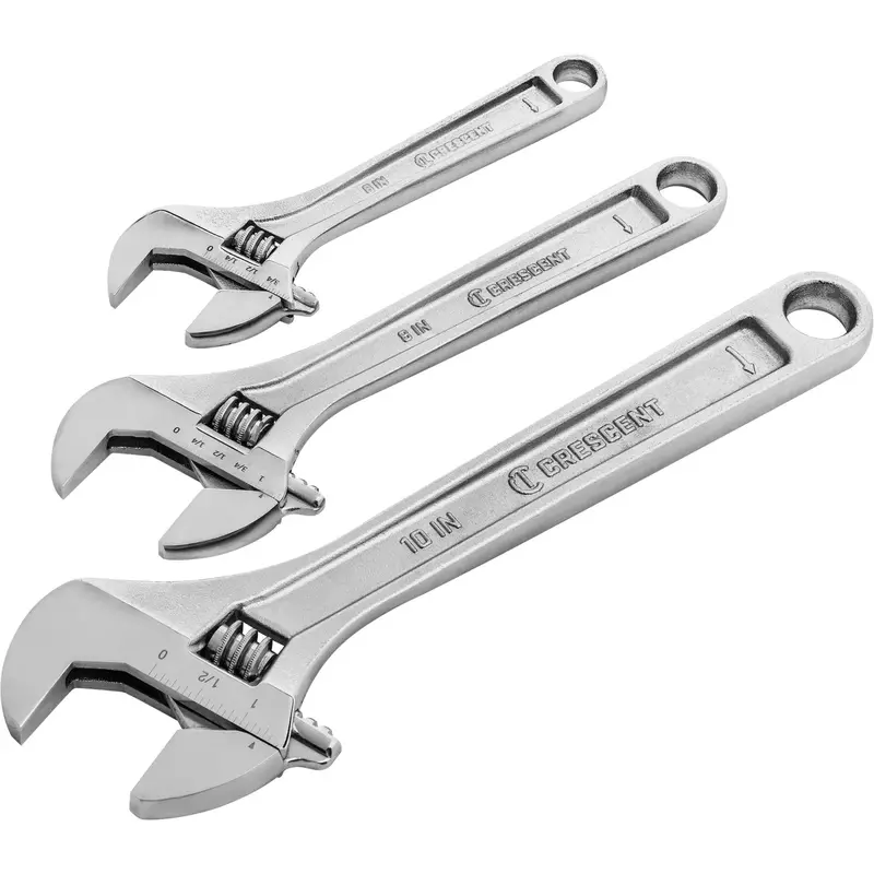 Wrench Set, Adjustable, 3 Pieces, Imperial And Metric 1