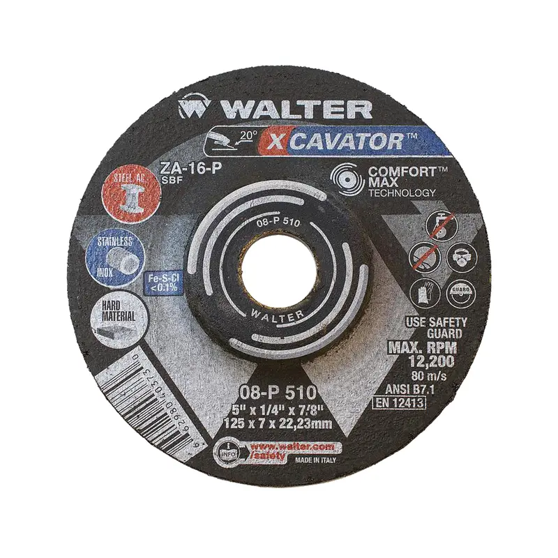 Xcavator™ Grinding Wheel, 5" X 1/4", 7/8"/5/8"-11 Arbor, Zirconium, Type 27 1