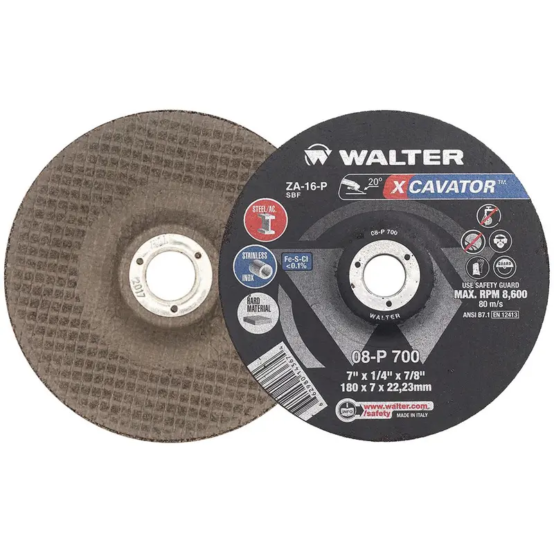 Xcavator™ Grinding Wheel, 7" X 1/4", 7/8" Arbor, Zirconium, Type 27 1