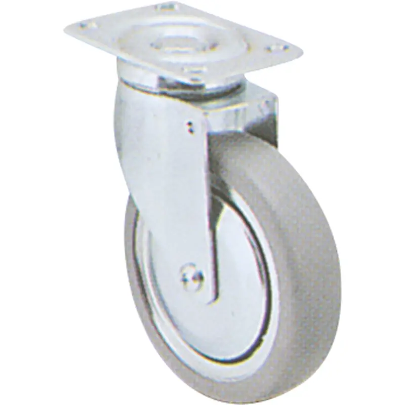 Zinc Plated Caster, Swivel, 4" (101.6 Mm), Rubber, 200 Lbs. (91 Kg.) 1