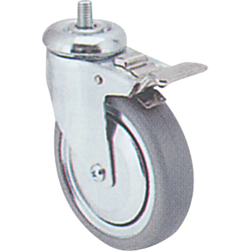 Zinc Plated Caster, Swivel With Brake, 4" (102 Mm) Dia., 200 Lbs. (91 Kg.) Capacity 1