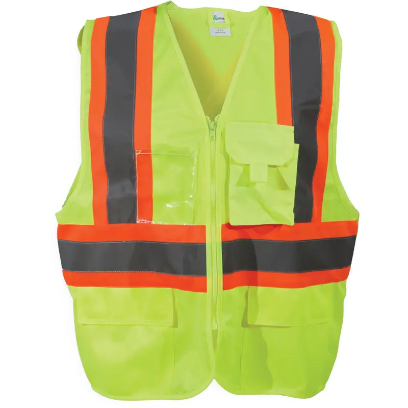 Zipper Safety Vest, High Visibility Lime-Yellow, Medium/Small, Polyester 1