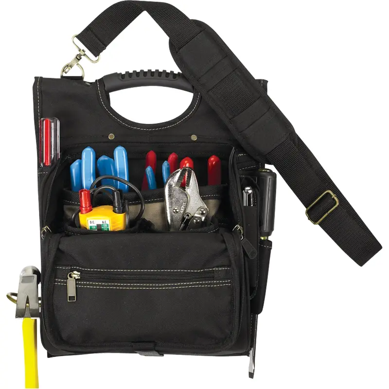 Zippered Professional Electrician's Tool Pouches, Polyester, 21 Pockets, Black 1