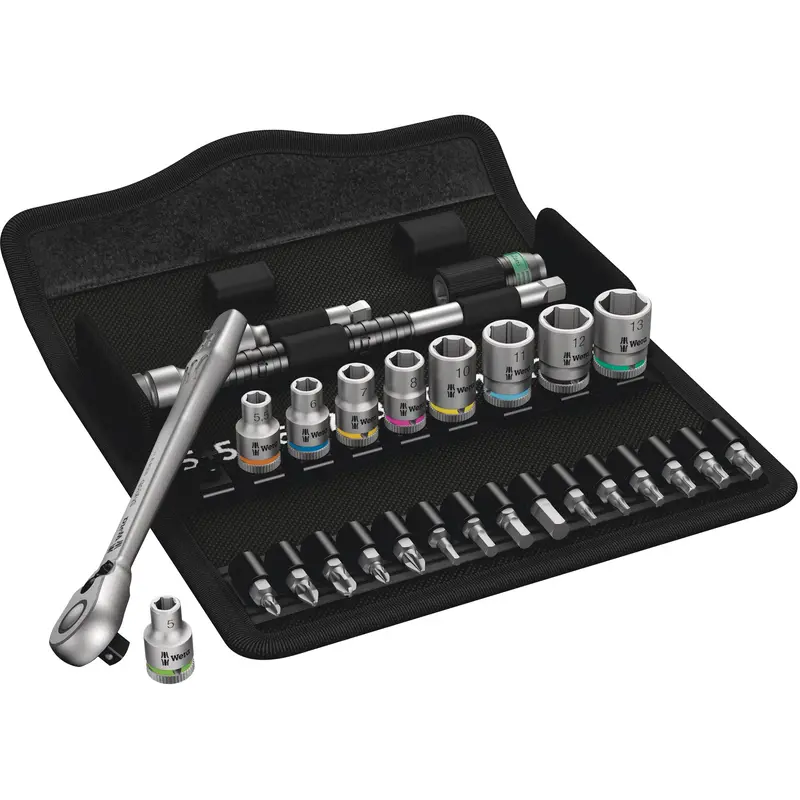 Zyklop Metric Metal Ratchet With Switch Lever Set, 28 Pcs, 1/4" Drive Size 1
