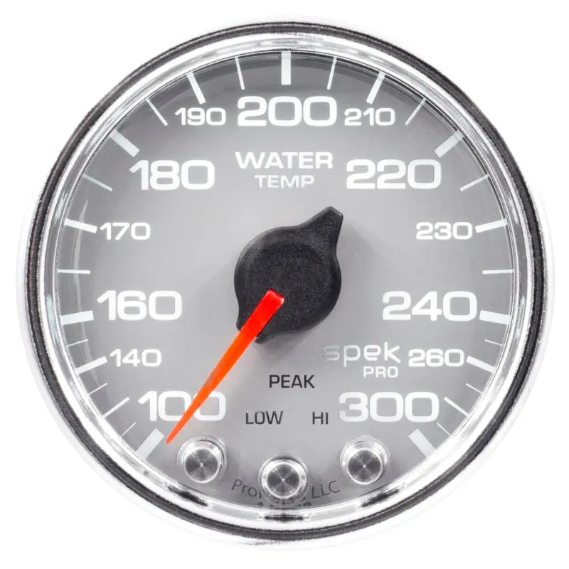 Autometer Spek-Pro Gauge Water Temp 2 1/16In 300F Stepper Motor W/Peak & Warn Slvr/Chrm 1