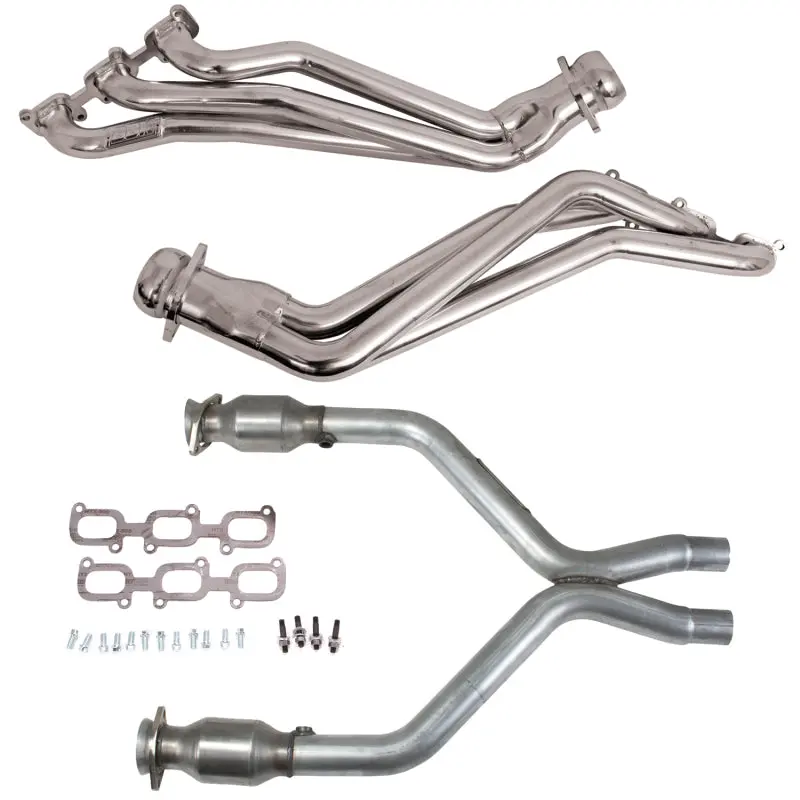Bbk Long Tube Headers With High-Flow Catted X-Pipe For 2011–2014 Ford Mustang V6 – Silver Ceramic Coated 1