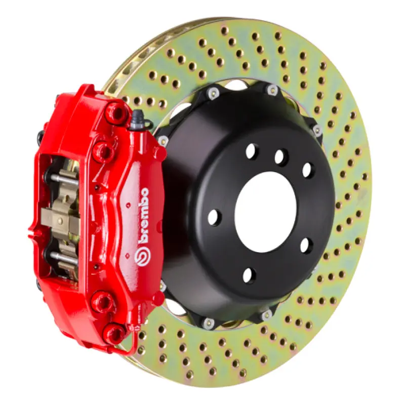 Brembo 04-08 S4 (B6/B7)/06-08 A4 Rear Gt Bbk 4 Piston Cast 2Pc 345X28 2Pc Rotor Drilled-Red 1