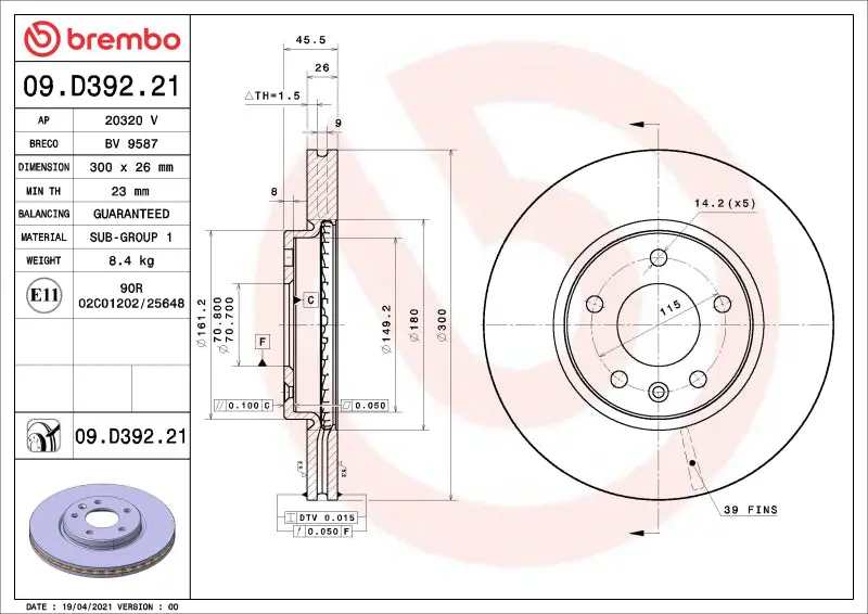 Brembo Front Uv-Coated Brake Discs For 2014–2015 Chevrolet Cruze, 2019–2022 Equinox & Malibu, And 2021–2024 Trailblazer 1