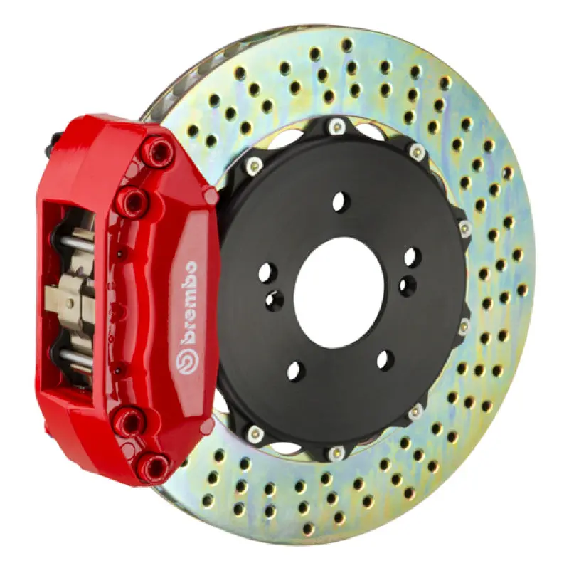Brembo Gt Big Brake Kit For 2003–2008 & 2009–2012 Mercedes-Benz Sl500/Sl550 – Rear, 4-Piston Calipers, Drilled 328X28Mm Two-Piece Rotors (Red Finish) 1