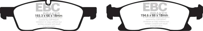 Ebc 11+ Dodge Durango 3.6 Greenstuff Front Brake Pads 1