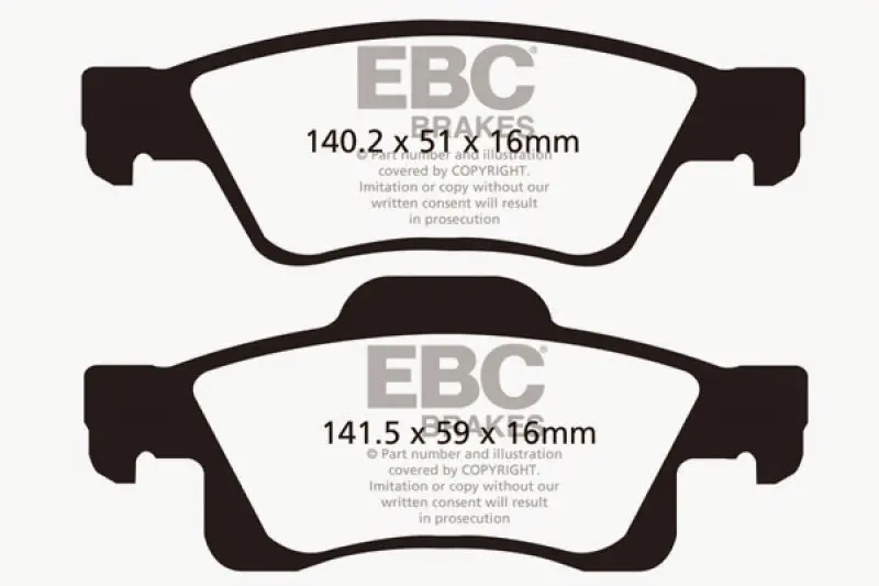 Ebc Extra Duty Rear Brake Pads For 2011+ Dodge Durango 3.6L V6 1