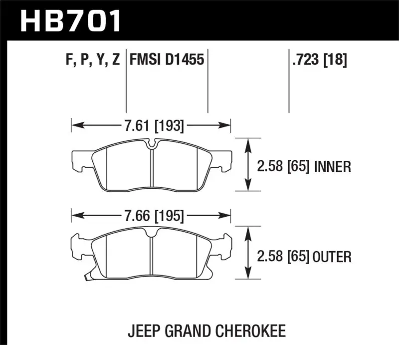 Hawk Hps Front Street Brake Pads For 2011–2012 Dodge Durango And Jeep Grand Cherokee 1