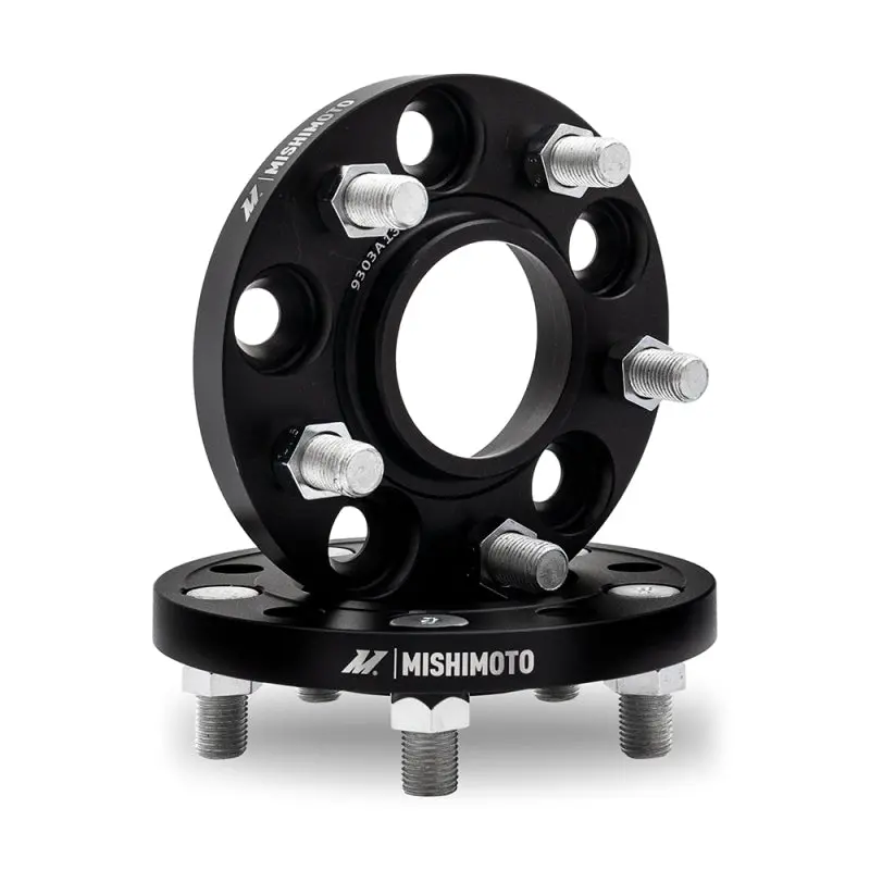 Mishimoto Black Wheel Spacers — 5X108 Bolt Pattern, 63.3Mm Hub Centric, 25Mm Thickness, M12 Thread 1