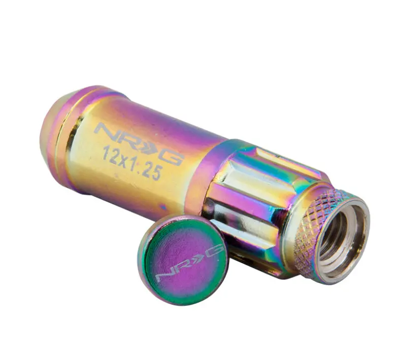 Nrg 700 Series M12 X 1.5 Steel Lug Nut W/Dust Cap Cover Set 21 Pc W/Locks & Lock Socket - Neochrome 1