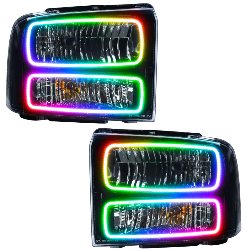 Oracle Colorshift Led Headlights – Smd Black Housing With 2.0 Controller For 2005–2007 Ford F-250/F-350 1